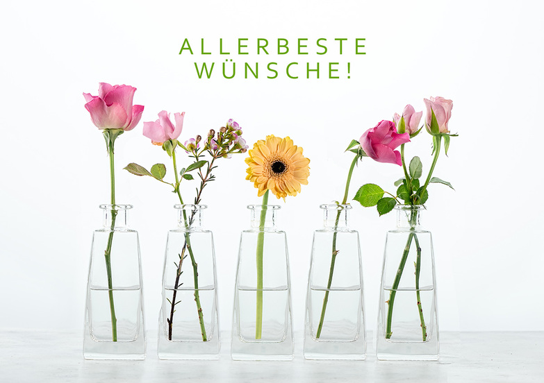 Grußkarte: Reagenz-Blumen