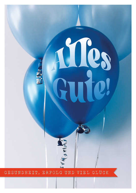 Grußkarte: Blaue Ballons